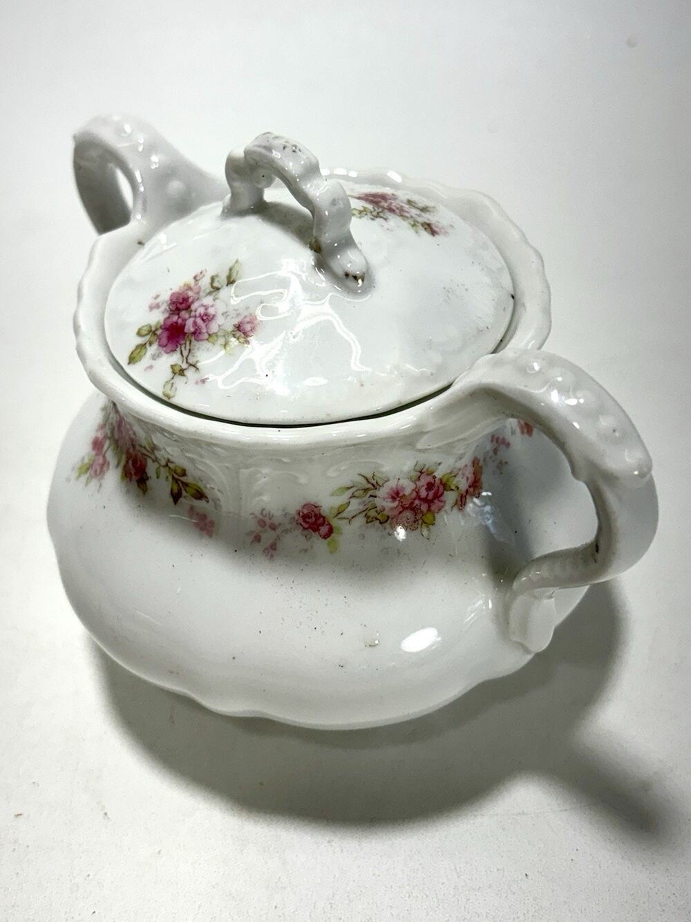 Antique Elite Limoges France Mini Sugar Bowl Floral Porcelain